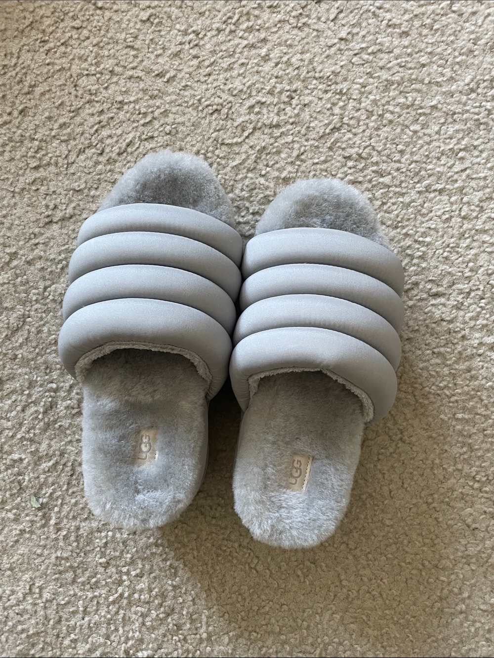 UGG Light Gray Quilted Fluff Slide